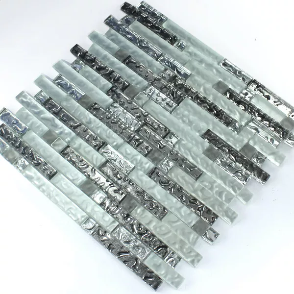 Glasmozaïek Tegels Zilver Metaal Waterdruppels