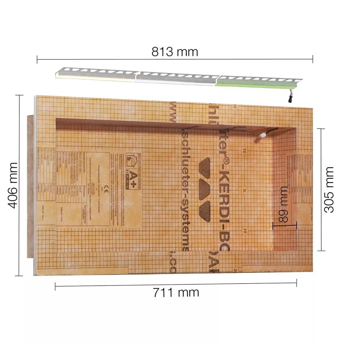 Schlüter Kerdi Board NLT nisset met LED-verlichting RGB 71,1 x 30,5 x 8,9 cm Schlüter Kerdi Board NLT nisset met LED-verlichting RGB 71,1 x 30,5 x 8,9 cm