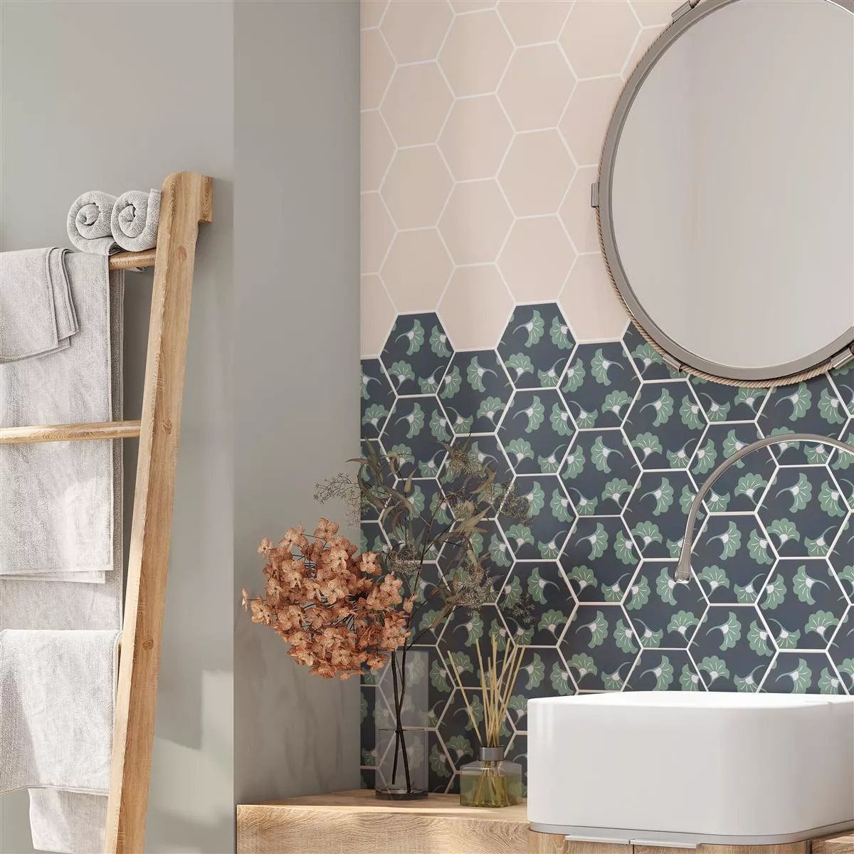 Sample Porselein steengoed Tegels Modena Hexagon Decor 3