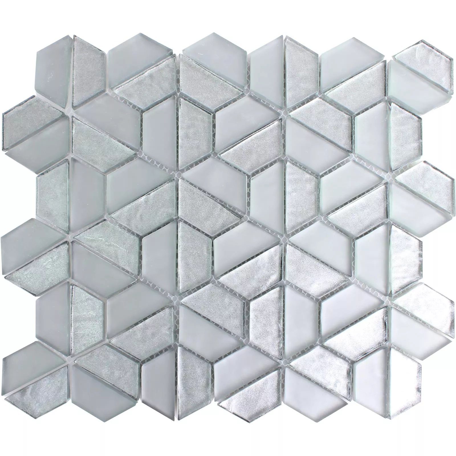 Glasmozaïek Tegels Alaaddin Hexagon Zilver