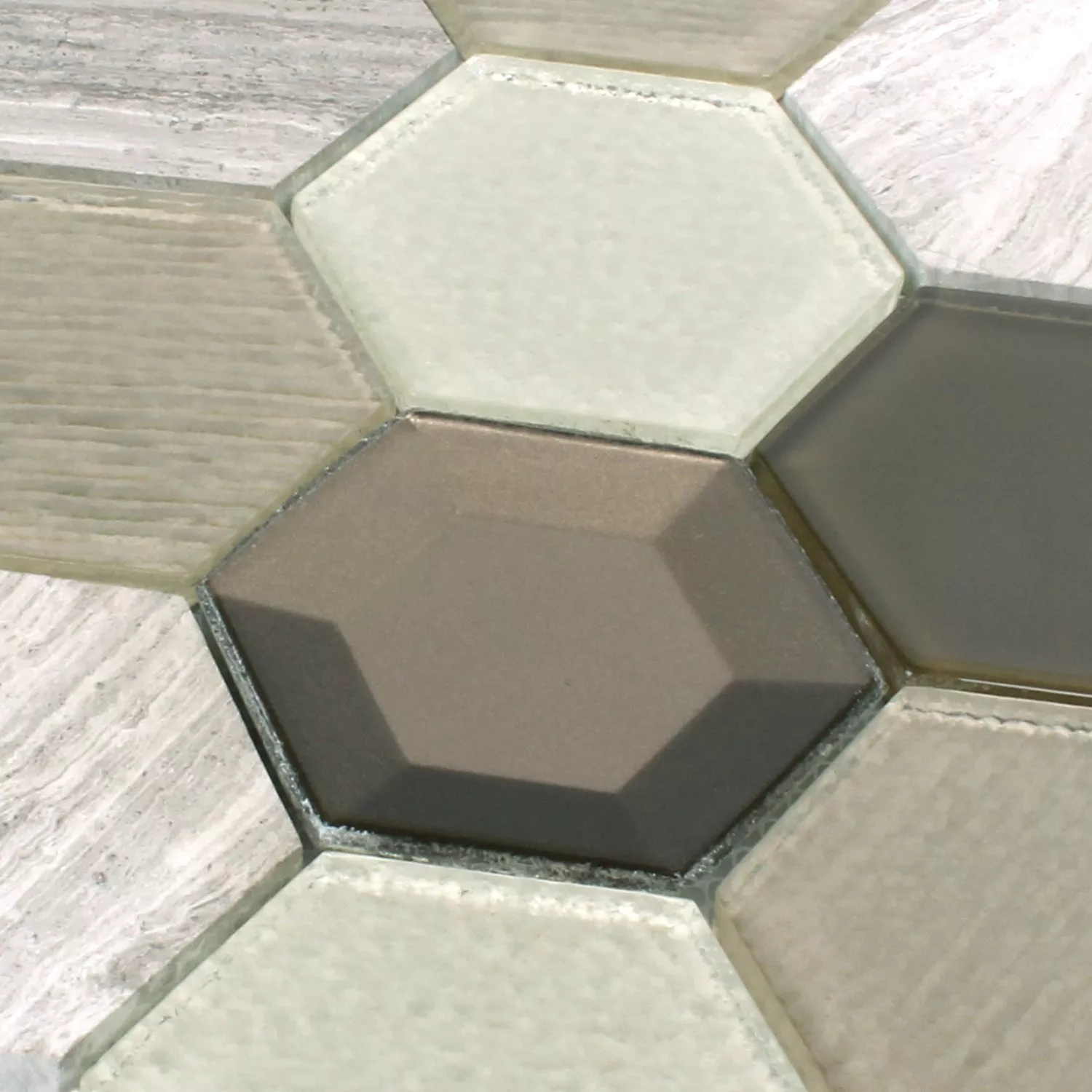 Mozaïektegel Concrete Glas Natuursteen 3D Beige