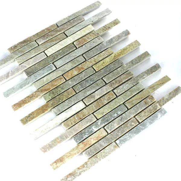 Sample Mozaïektegel Natuursteen Kwartsiet Beige Mix Sticks