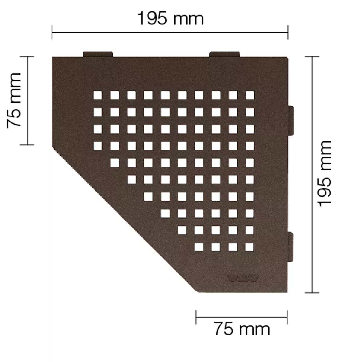 Wandplank doucheplank Schlüter 5eck 19,5x19,5cm Vierkant Brons