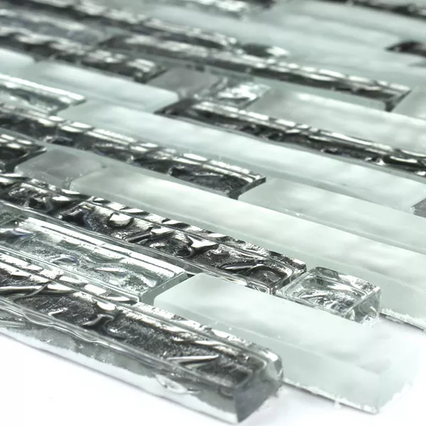 Sample Glasmozaïek Tegels Zilver Metaal Waterdruppels