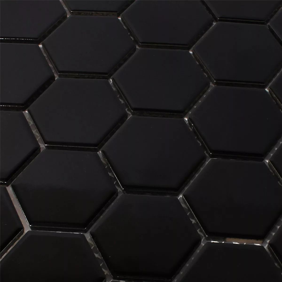 Mozaïektegel Keramiek Hexagon Zwart Glanzend