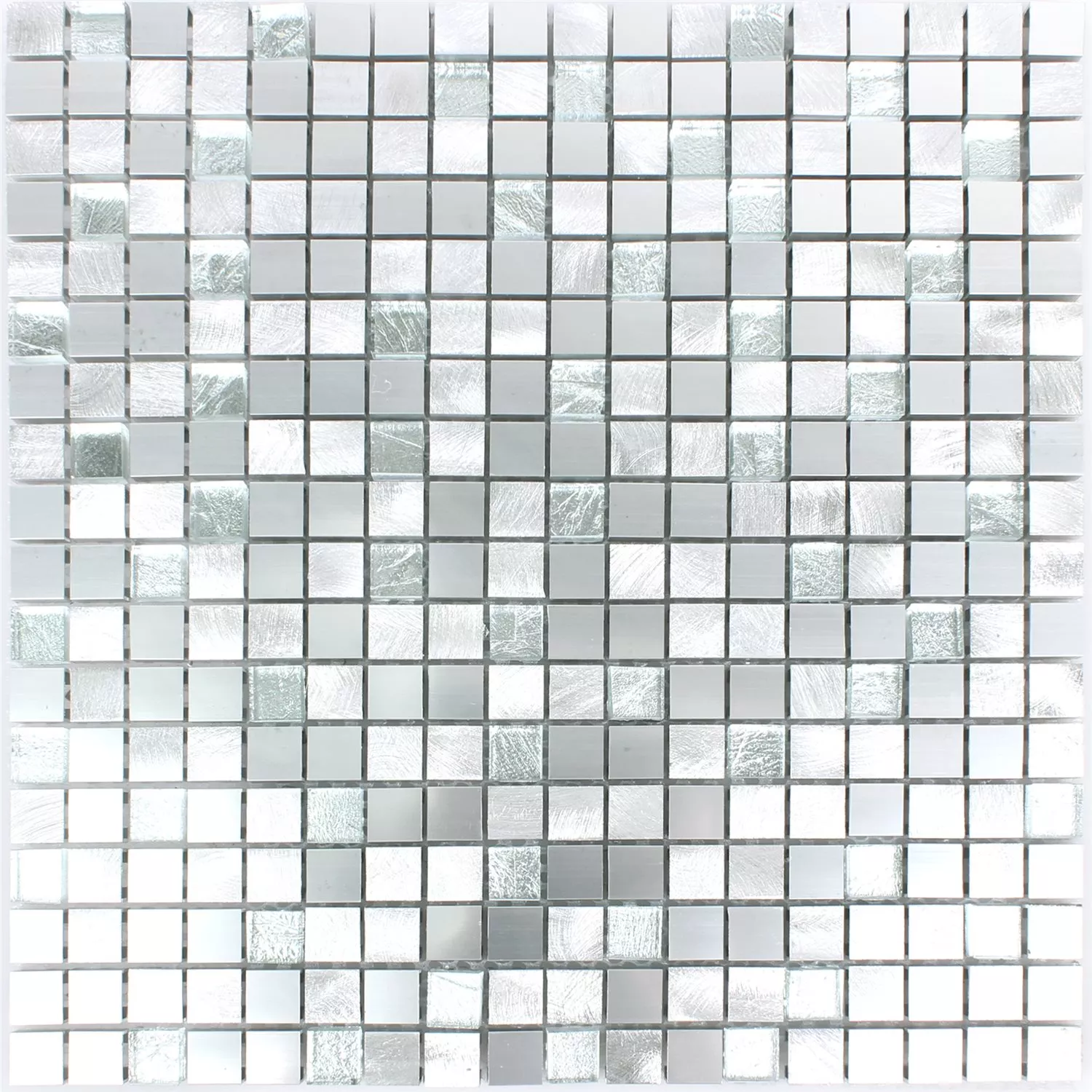 Mozaïektegel Lissabon Aluminium Glas Mix Zilver