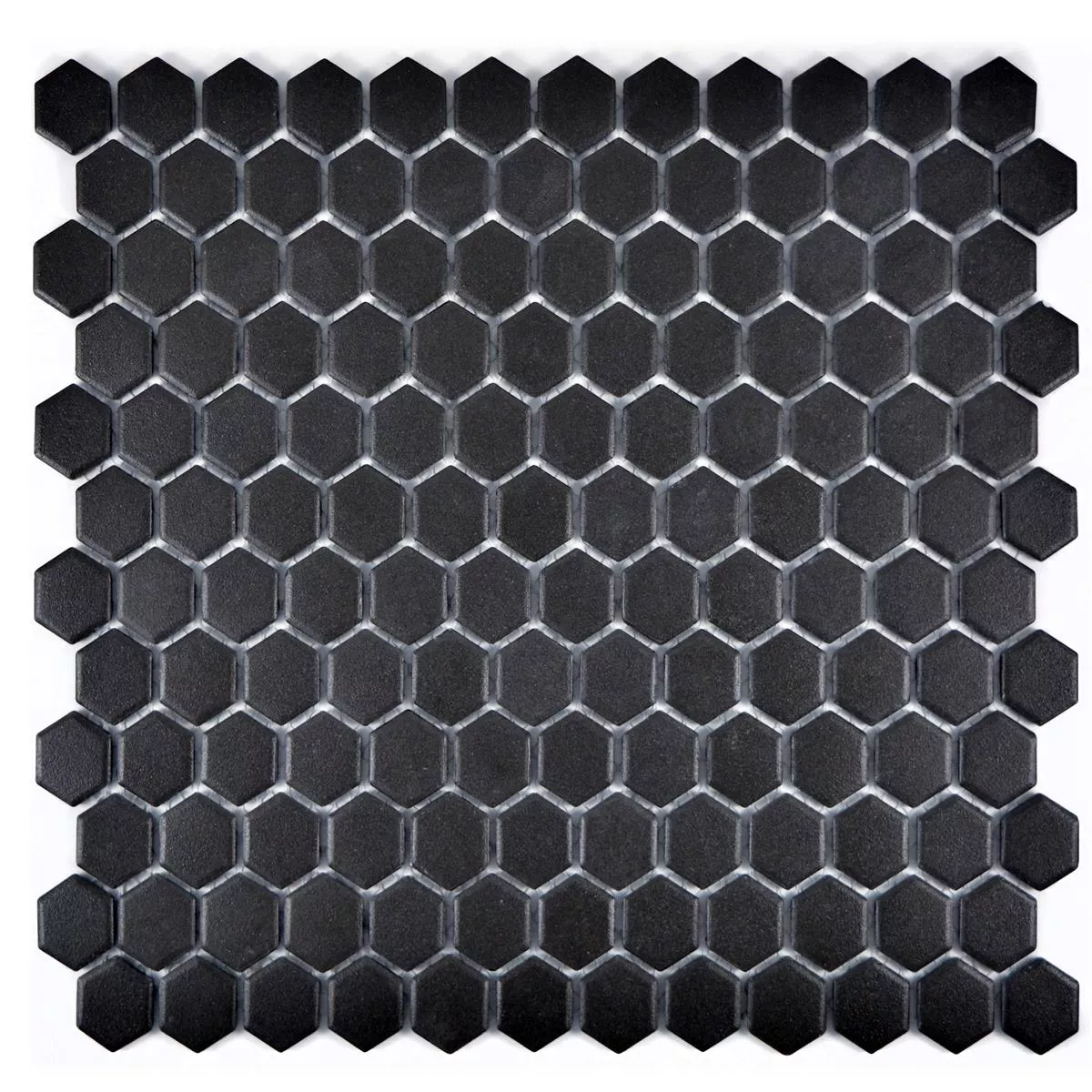 Sample Keramiek Mozaïektegels Hexagon Zeinal Onverglaasd Zwart R10B