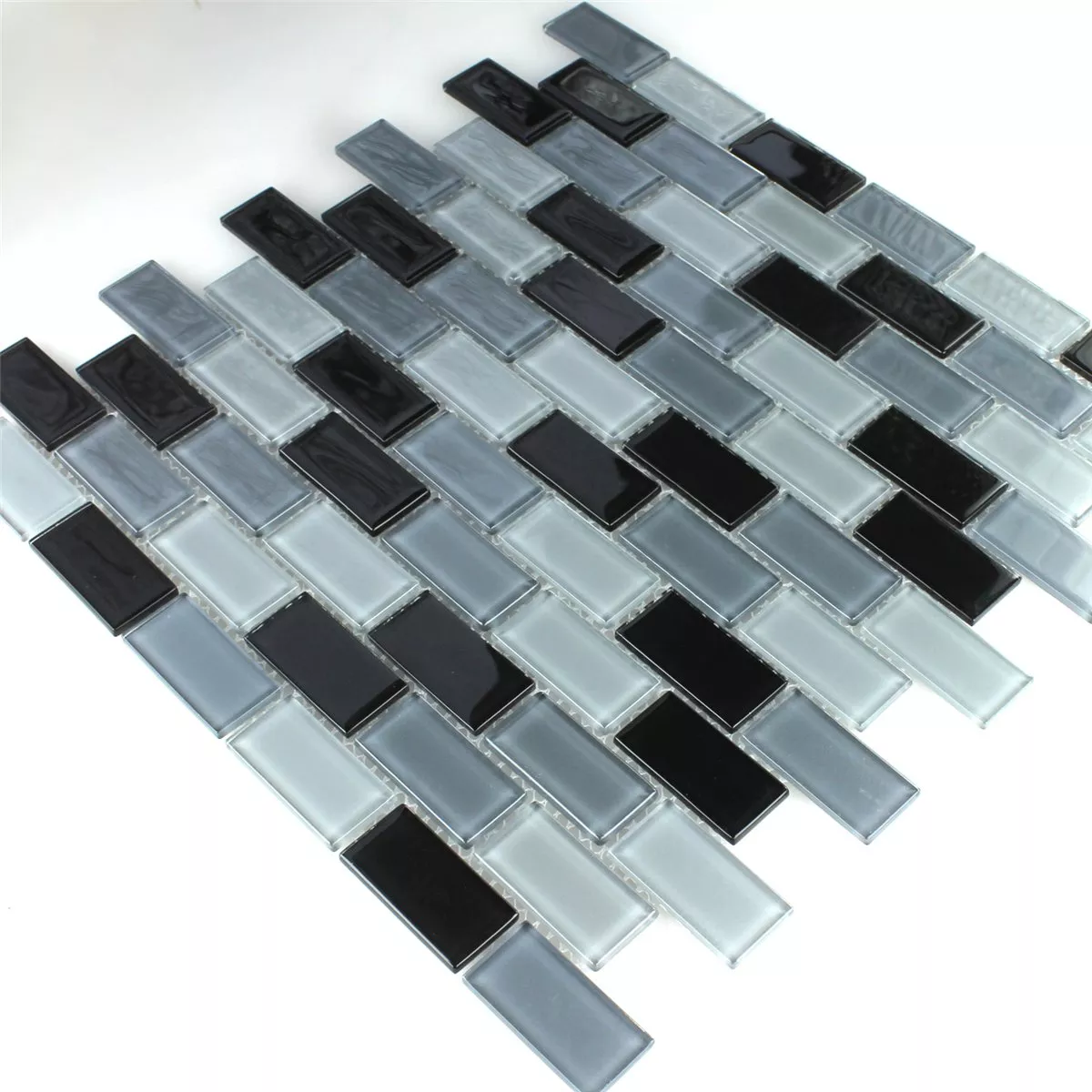 Sample Glasmozaïek Tegels Zwart Mix