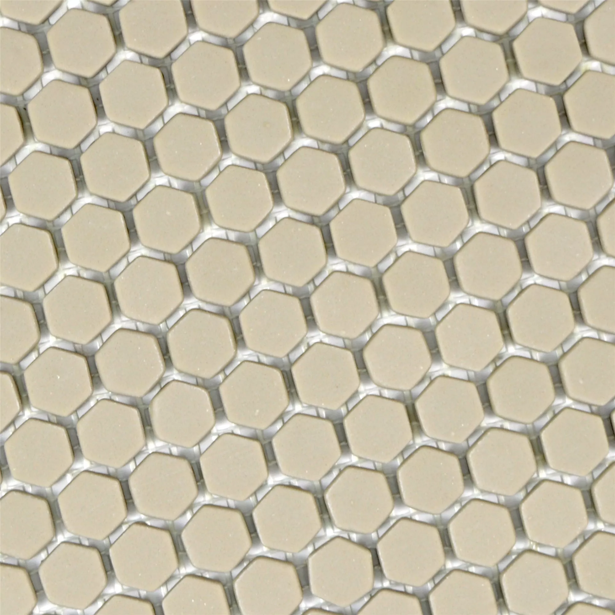 Sample Glasmozaïek Tegels Kassandra Hexagon Cream Mat