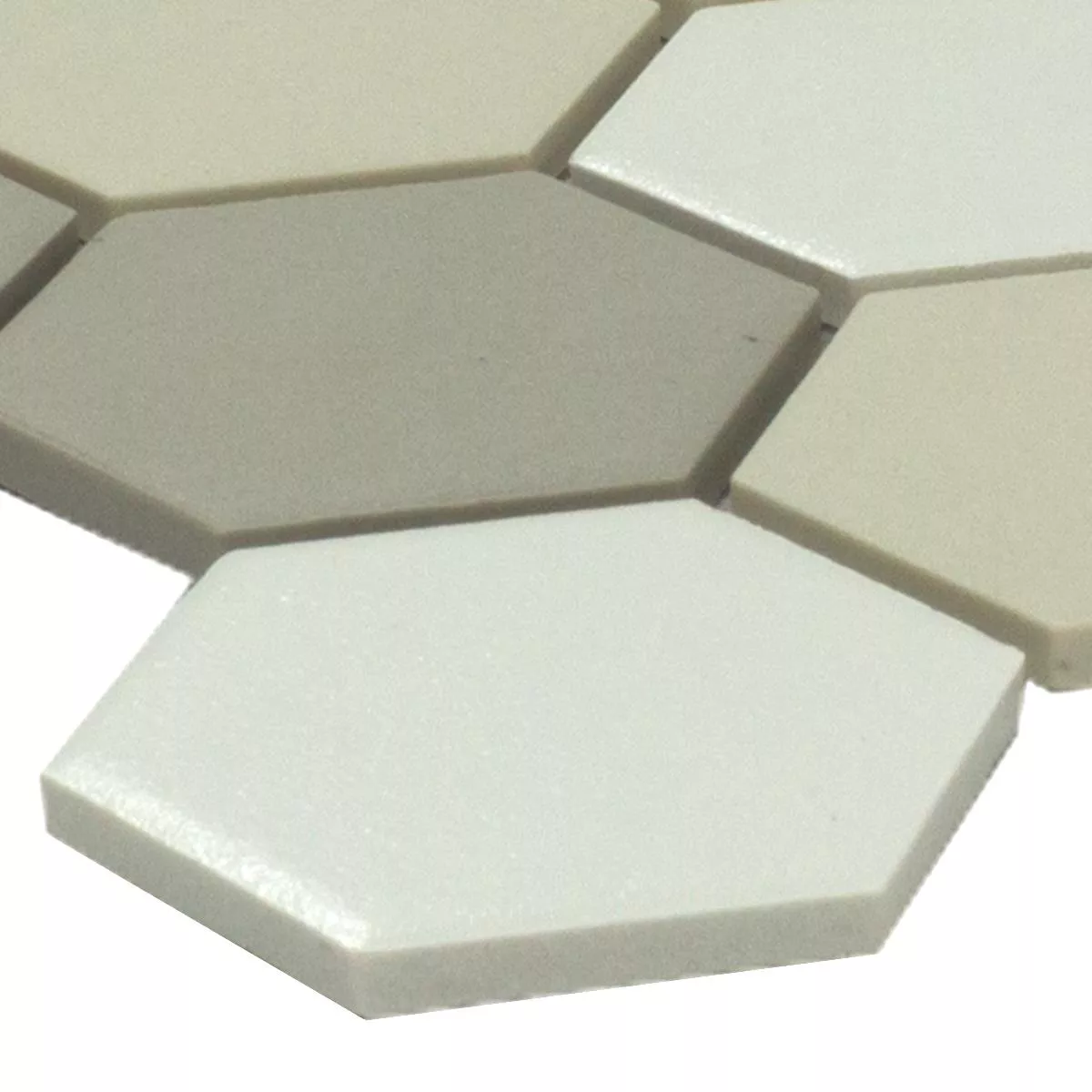 Keramiek Mozaïektegel Hexagon Bern Beige Grijs