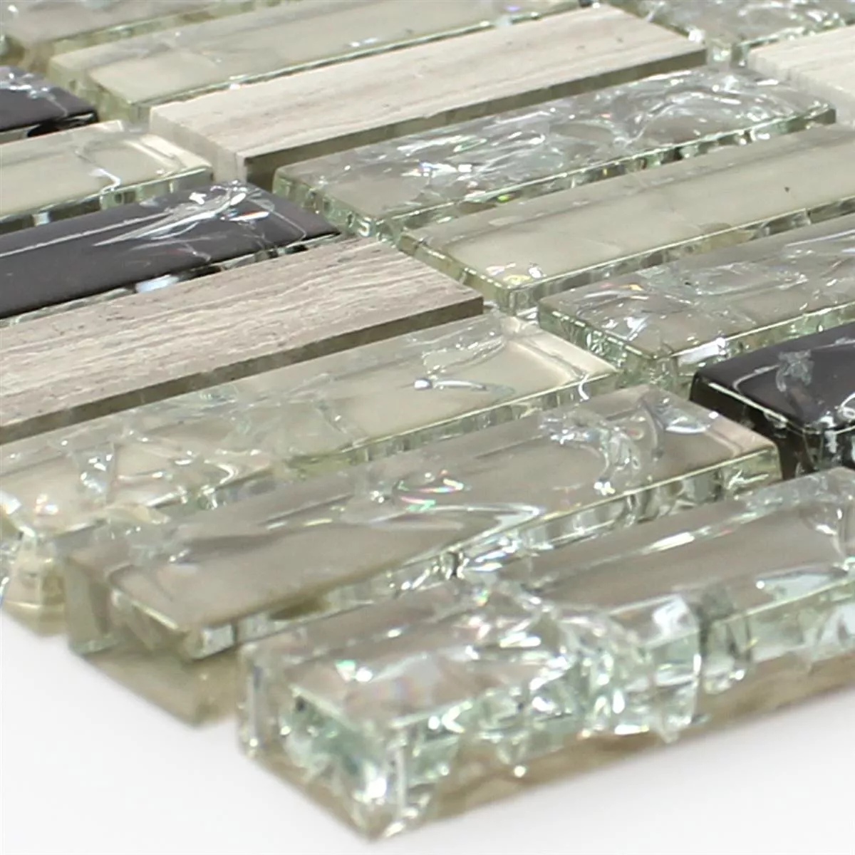 Mozaïektegel Glas Natuursteen Brick Gebroken Glas Groen Grijs