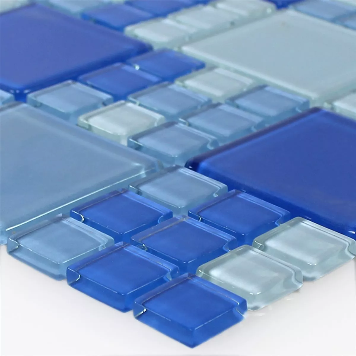 Sample Glasmozaïek Tegels Blauw Lichtblauw Mix