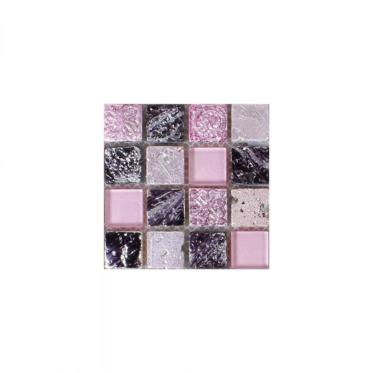 Sample Mozaïektegel Glas Resin Natuursteen Pink Mix