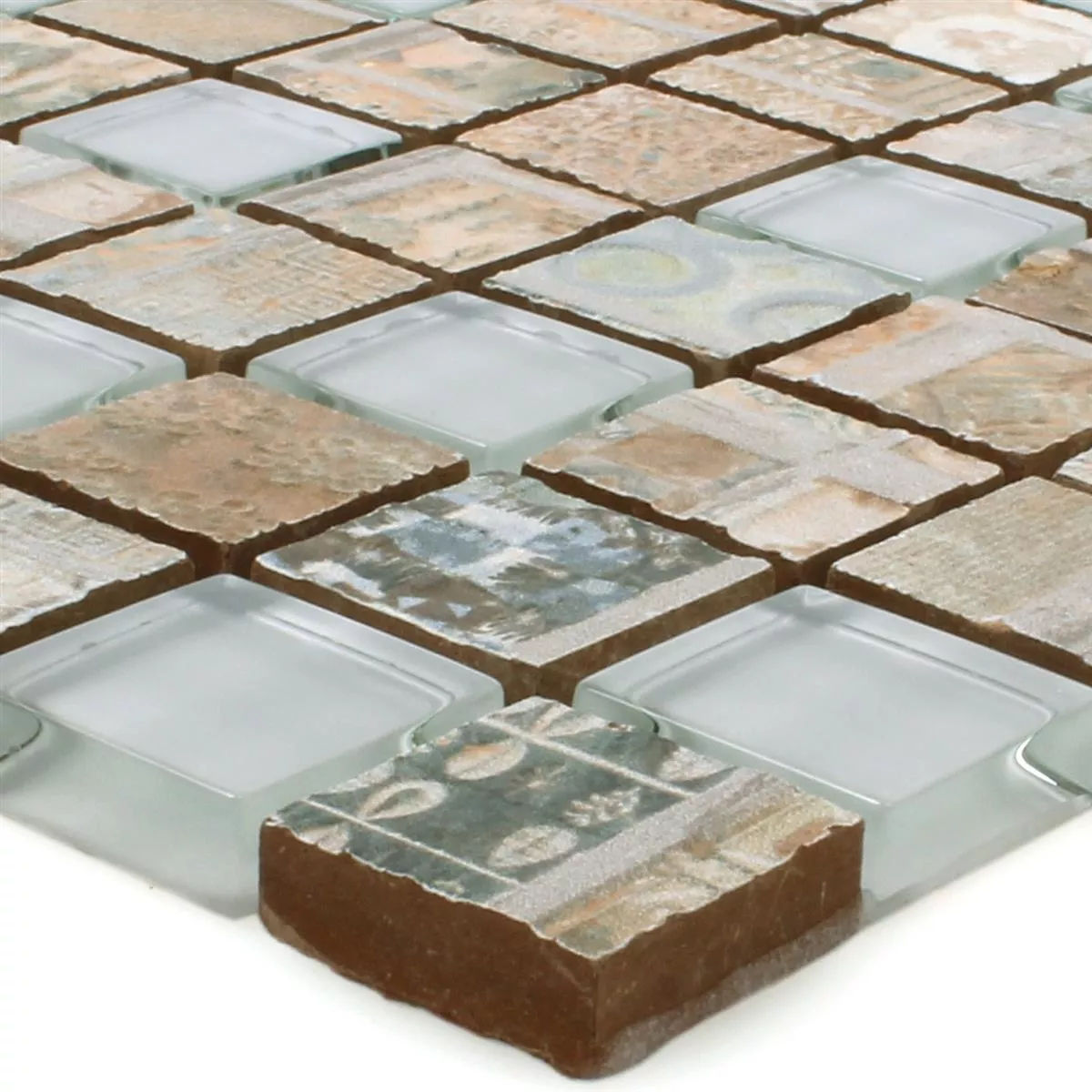 Sample Mozaïektegel Glas Keramiek Bellevue Bruin Quadrat