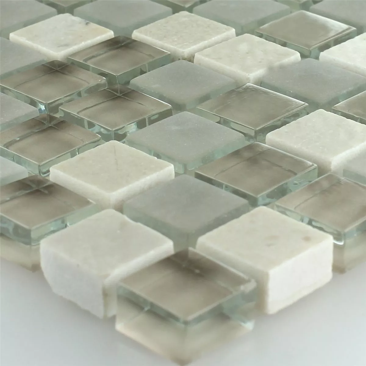Mozaïektegel Glas Marmer Barbuda Crème 15x15x8mm
