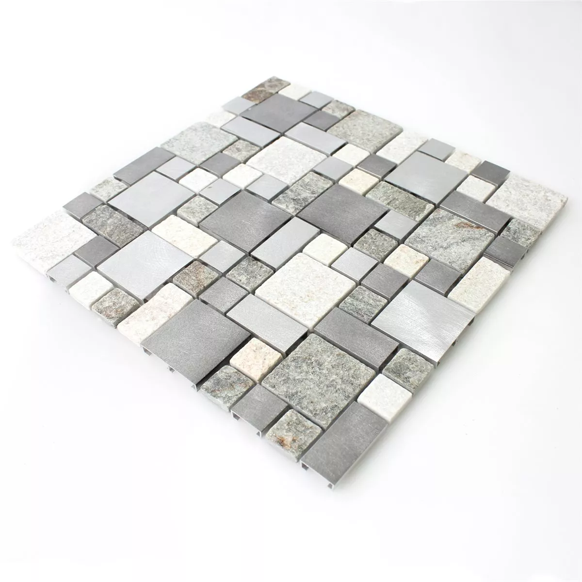Sample Mozaïektegel Kwartsiet Aluminium Metaal Tegels Mix