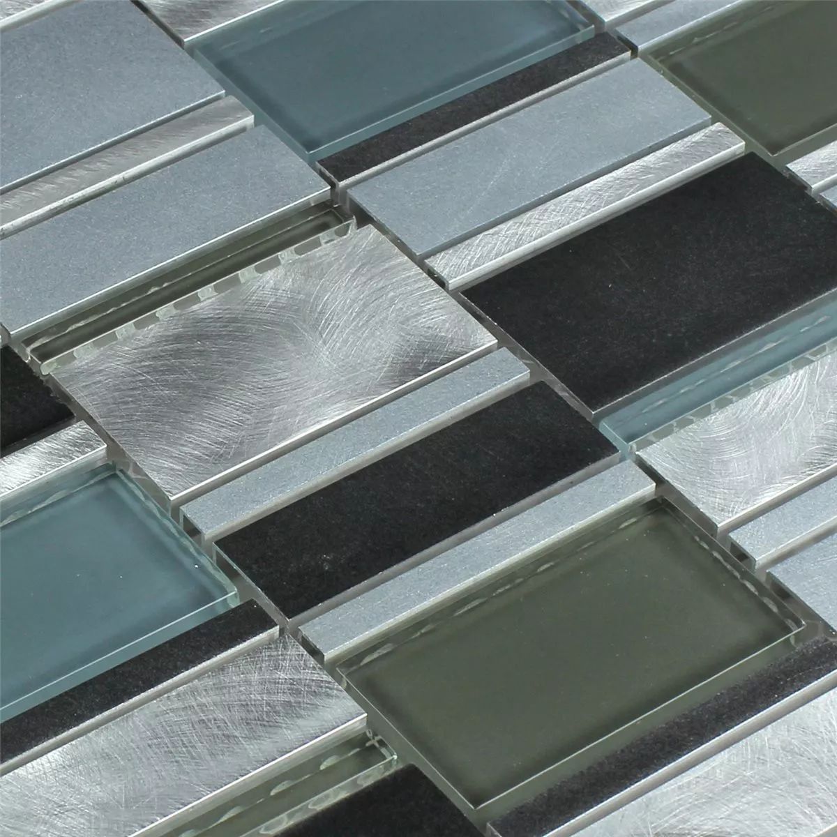 Sample Mozaïektegel Aluminium Glas Blauw Mix
