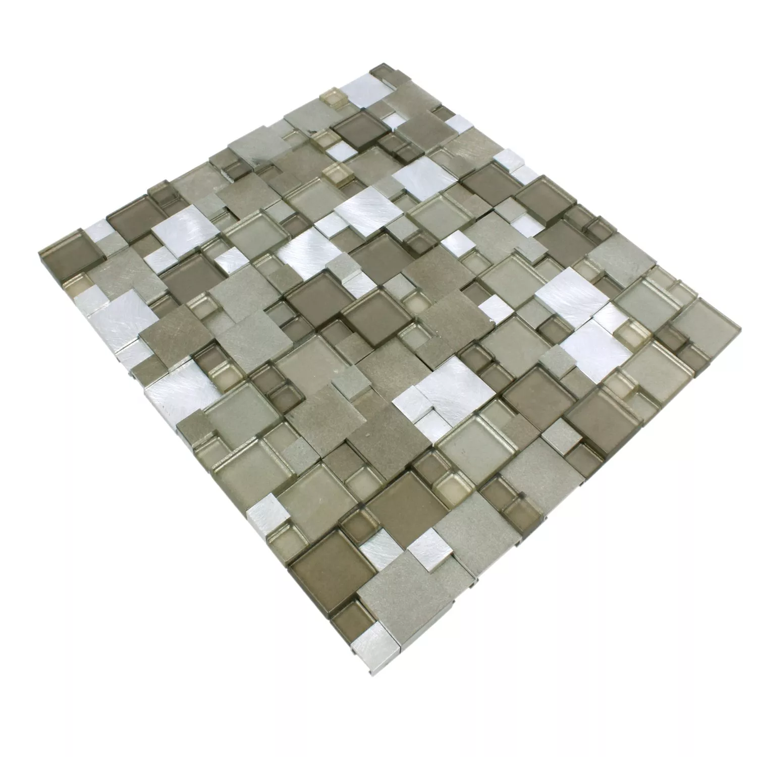 Sample Mozaïektegel Glas Aluminium Condor 3D Bruin Mix