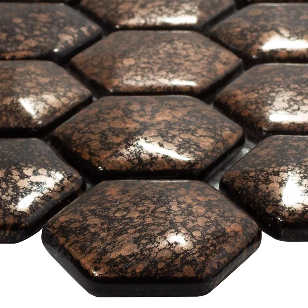Sample Glasmozaïek Tegels Leopard Hexagon 3D Bronzen