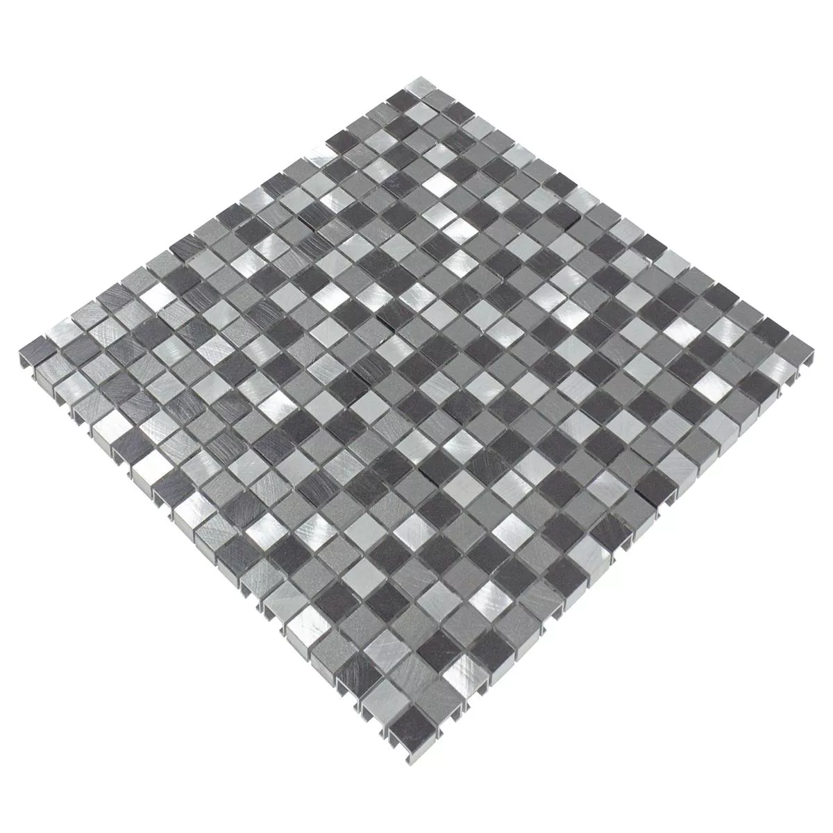 Sample Aluminium Metaal Mozaïektegel Montezuma Grijs Zilver Mix