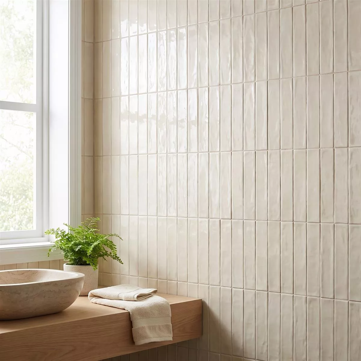 Topkapi Beige Glanzend Rustiek 10x30 cm Crema