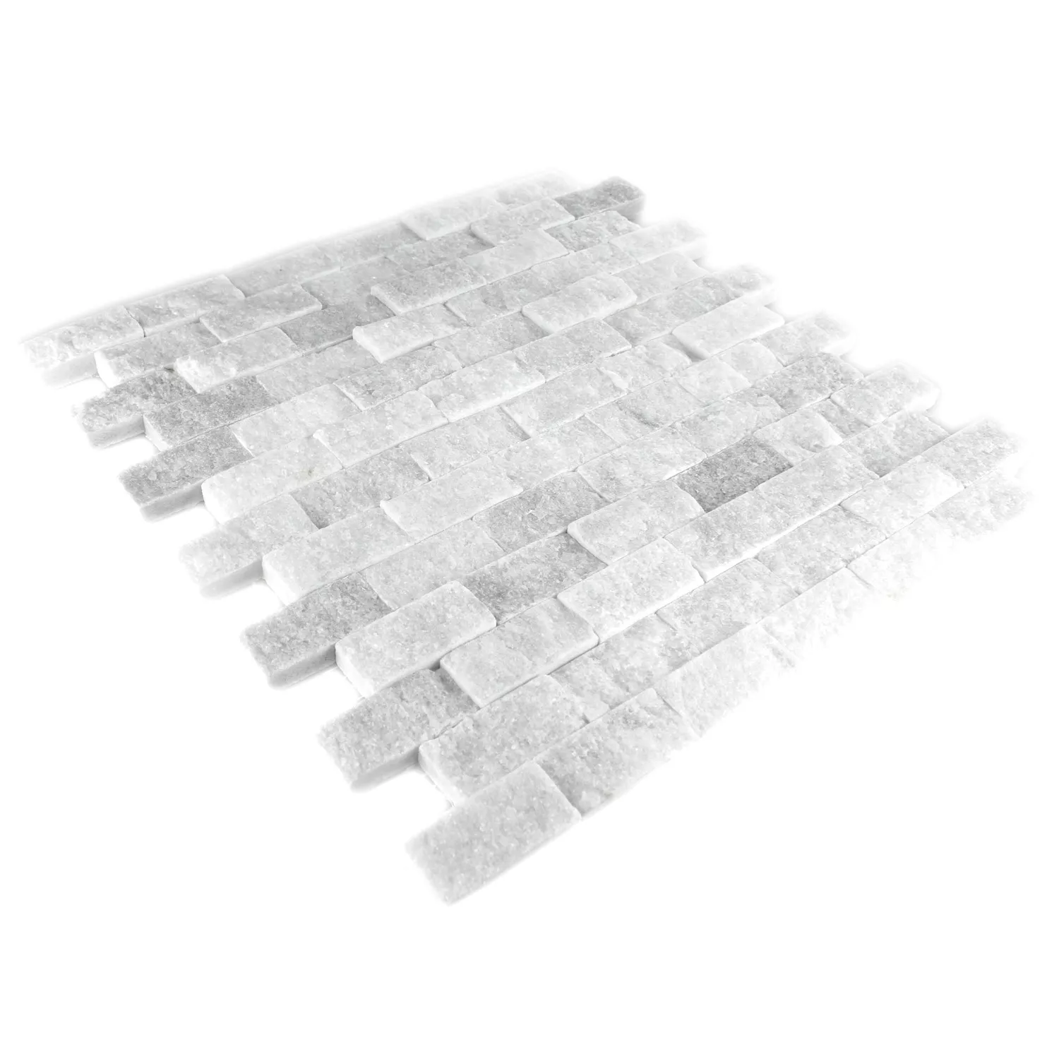 Mozaïektegel Natuursteen Marmer Treviso Brick Wit 3D