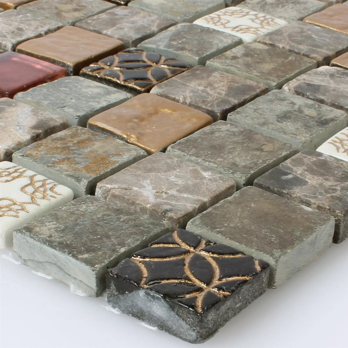 Sample Mozaïektegel Glas Natuursteen Mix 23x23x8mm