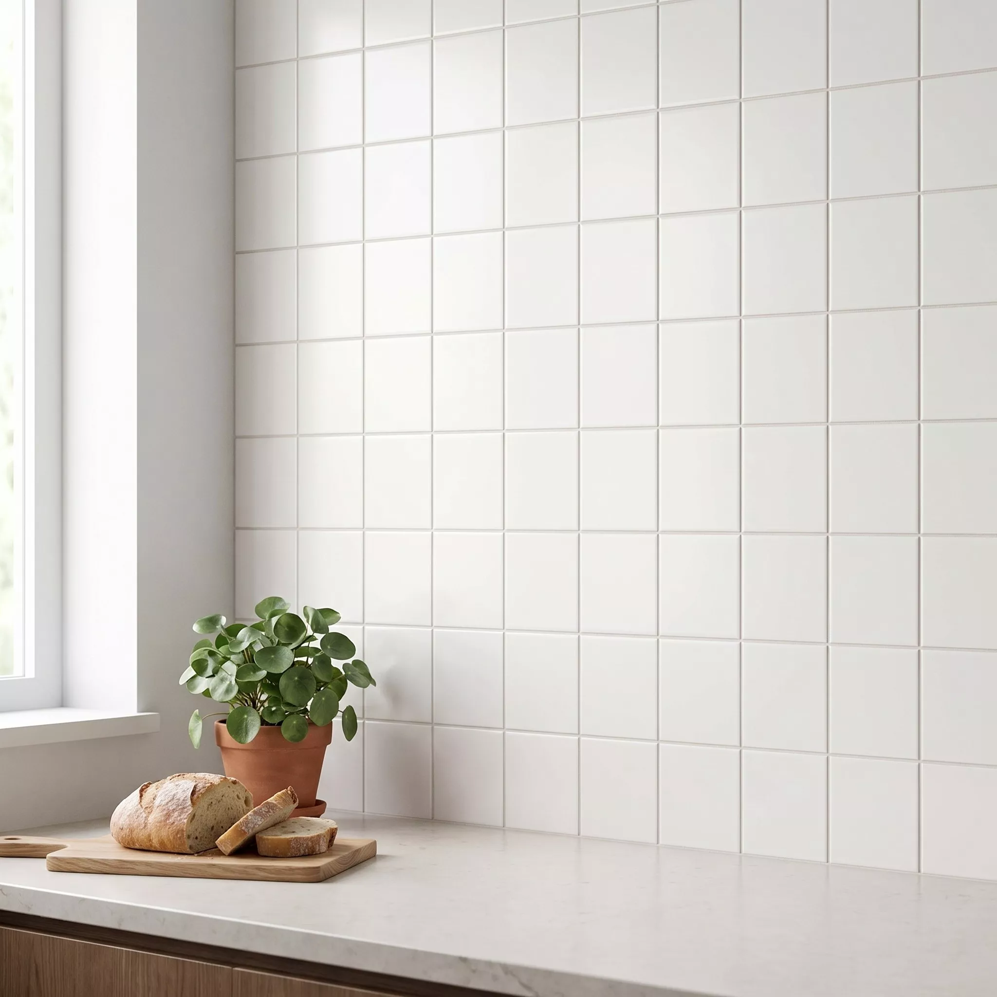 Metro tegel Wit Mat 10x10 cm Zonder Facet Freyburg Blanco