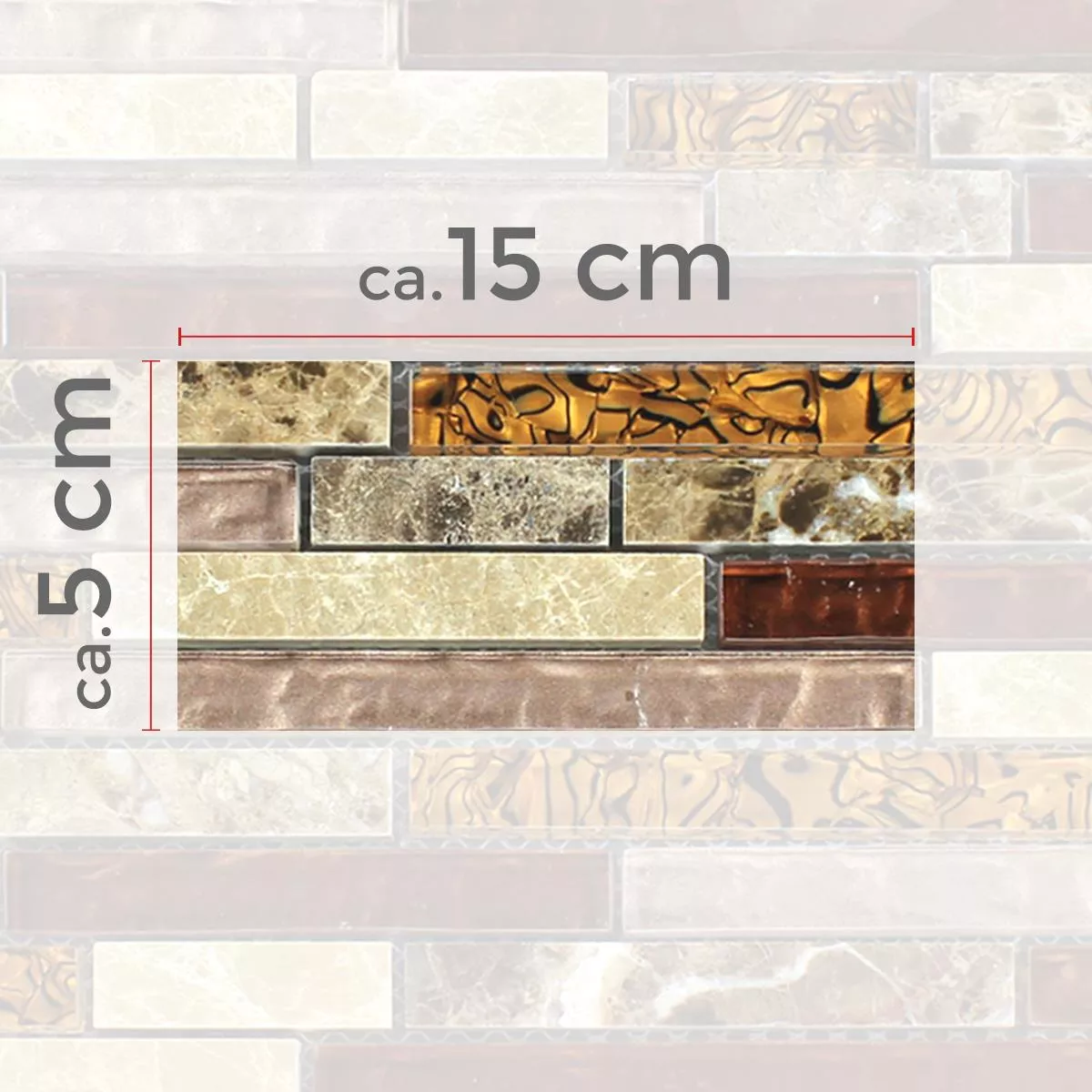 Sample Mozaïektegel Glas Marmer Bruin Beige