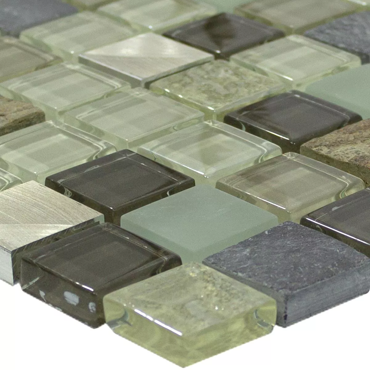 Glas Natuursteen Aluminium Mozaïektegel Konoha Beige Bruin
