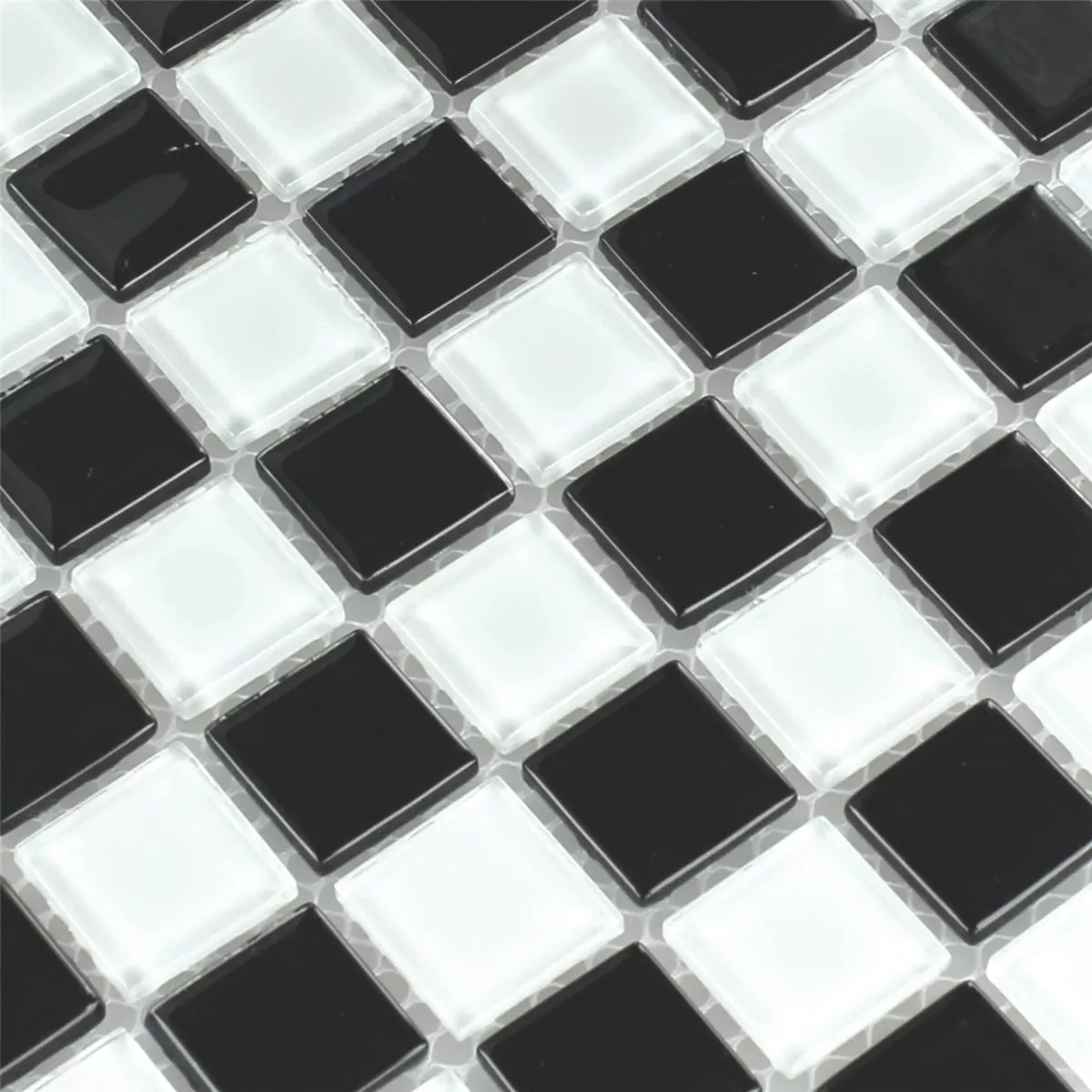 Sample Mozaïektegel Glas Schaakbord Zwart Wit