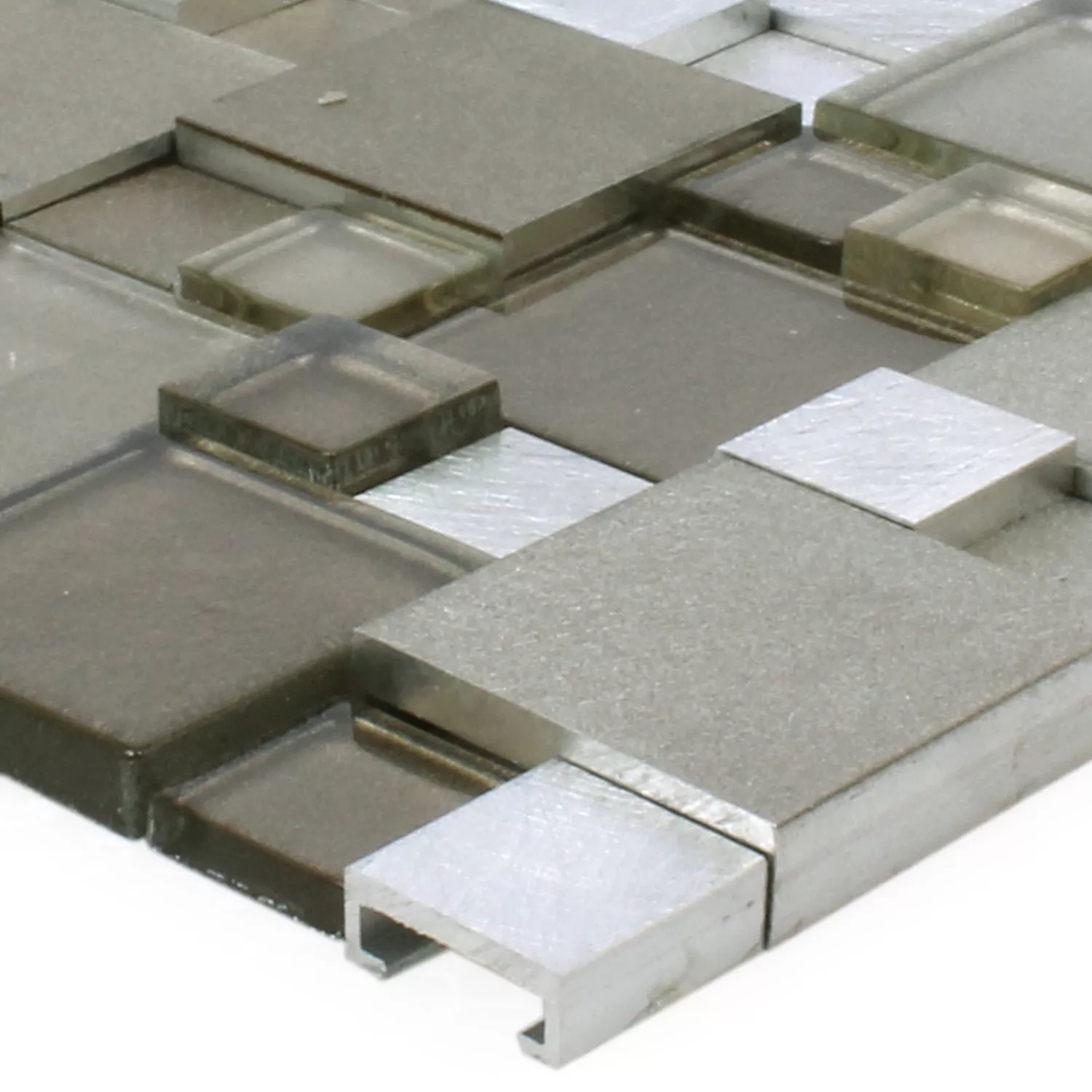 Mozaïektegel Glas Aluminium Condor 3D Bruin Mix
