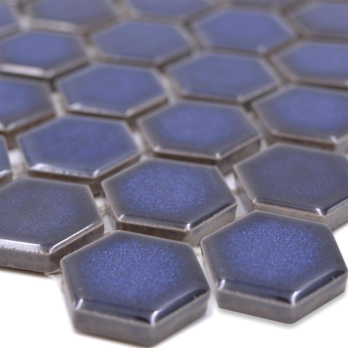 Sample van Keramiek Mozaïek Salomon Hexagon Kobalt Blauw H23