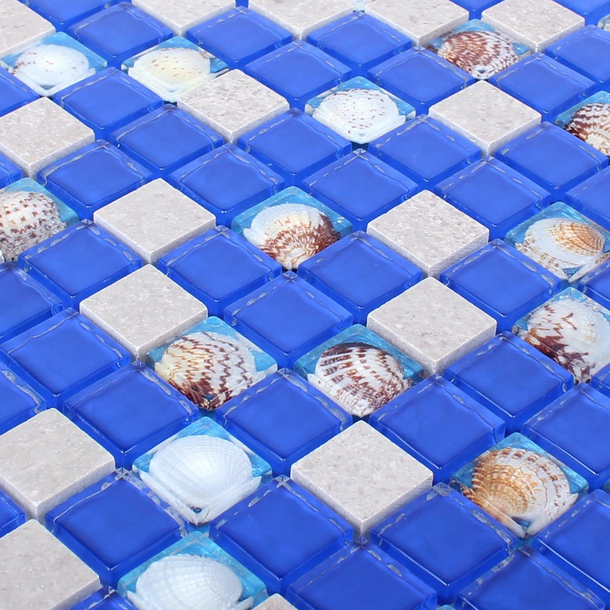 Sample Glasmozaïek Natursteentegels Tatvan Blauw Grijs