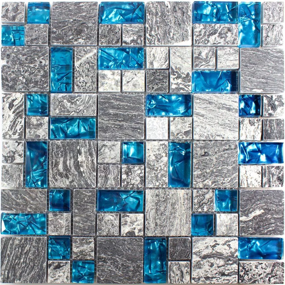 Sample Glasmozaïek Natursteentegels Manavgat Grijs Blauw ix