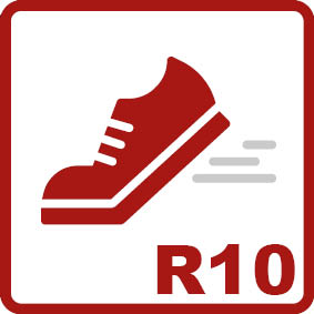 Antislip R10 
Hellingshoek 10-19°Gemiddelde wrijvingswaarde, ideaal voor gebieden zoals koffie- en theekeukens of sanitaire ruimtes.
