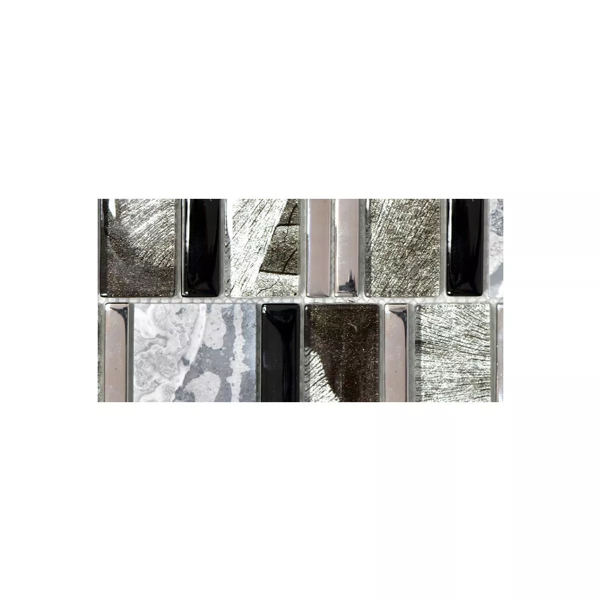 Sample Glasmozaïek Natursteentegels Hummel Zwart Grijs