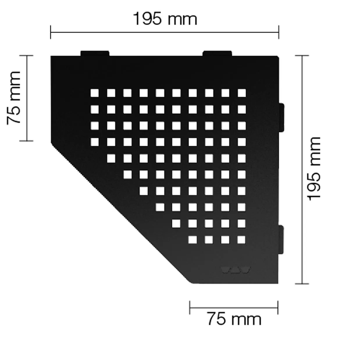 Wandplank doucheplank Schlüter 5eck 19,5x19,5cm Vierkant Grafiet