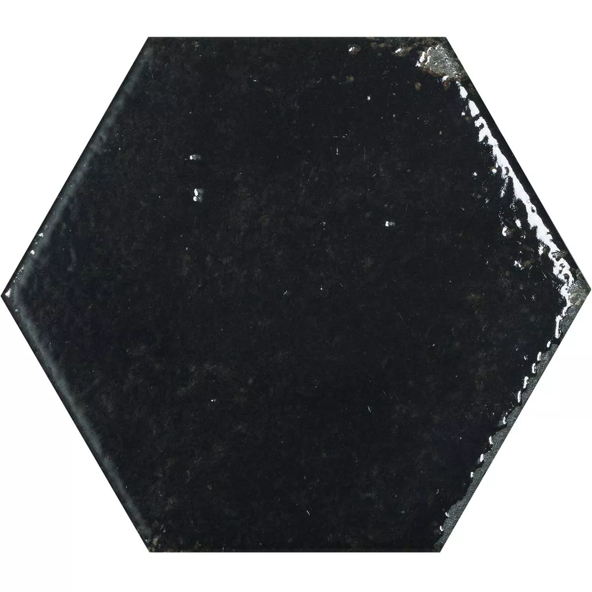 Wandtegels Lara Glanzend Gegolfd 13x15cm Hexagon Zwart