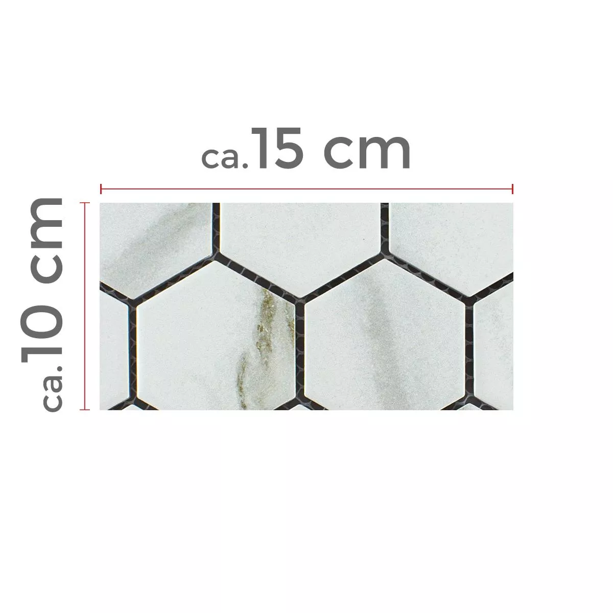 Sample Keramiek Mozaïektegel Hilgard Steen Optiek Hexagon Calacatta