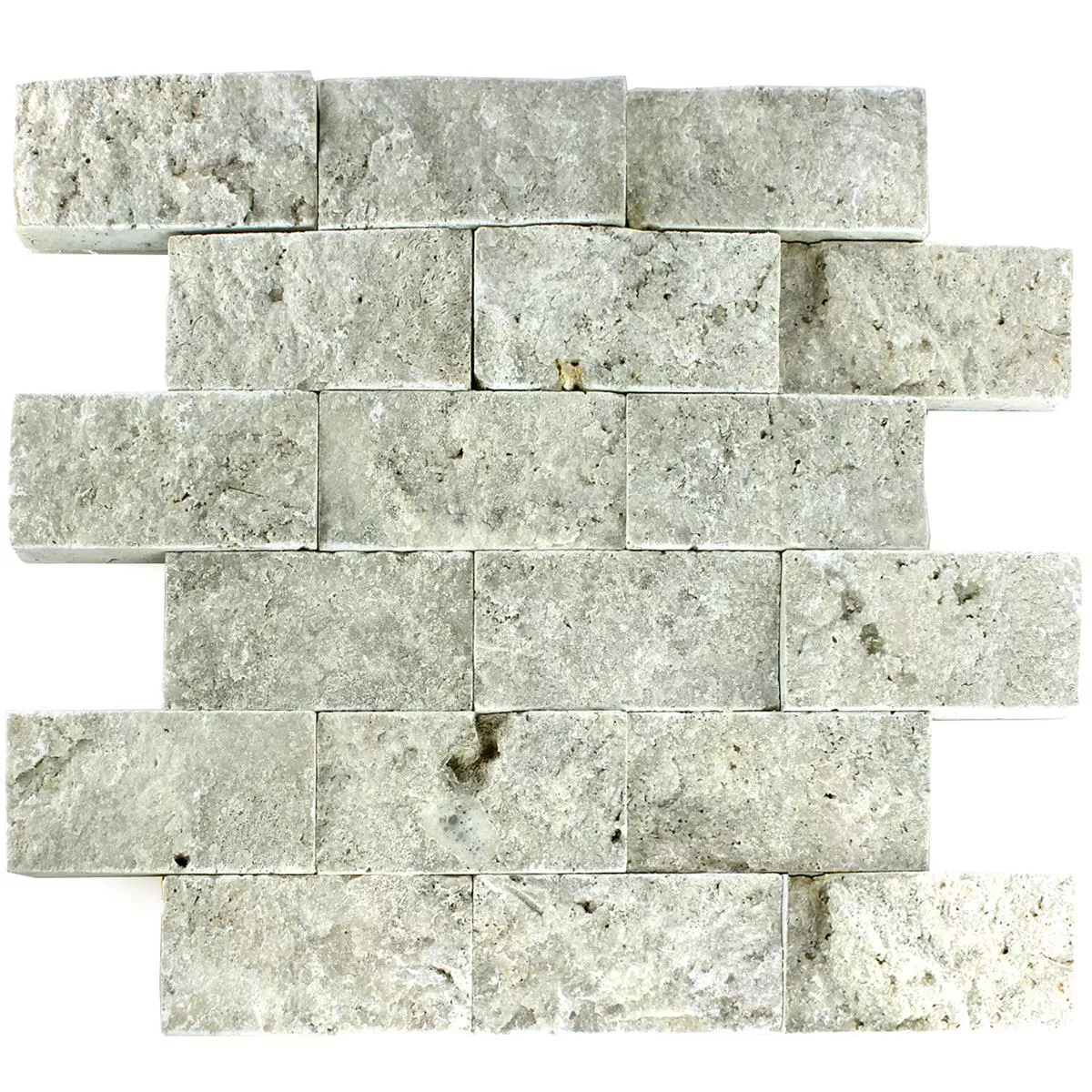 Sample Mozaïektegel Natuursteen 3D Zilver Brick