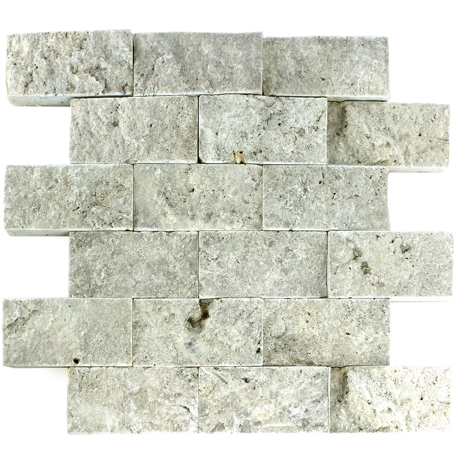 Mozaïektegel Natuursteen 3D Zilver Brick