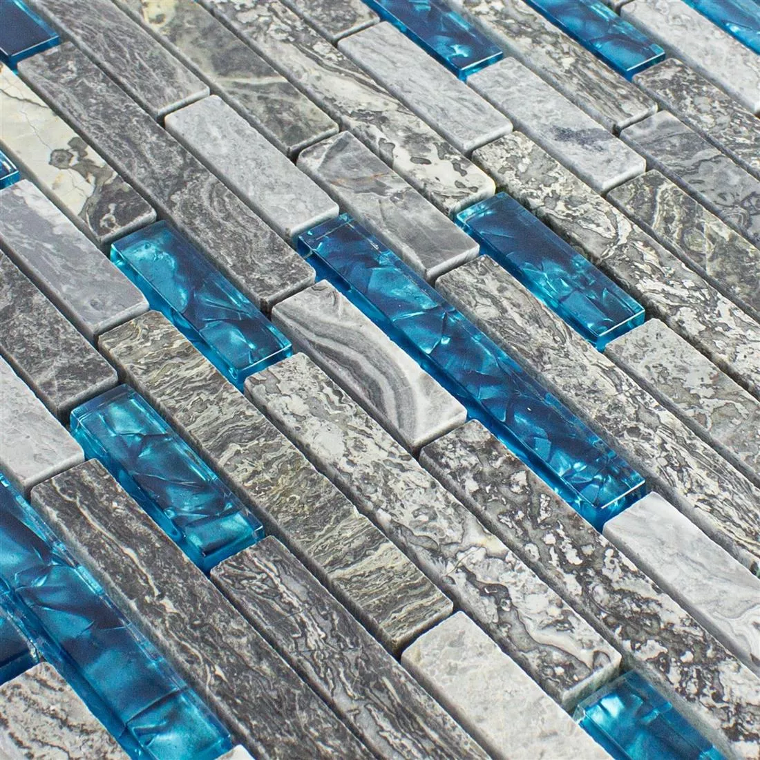 Glasmozaïek Natursteentegels Manavgat Grijs Blauw Brick