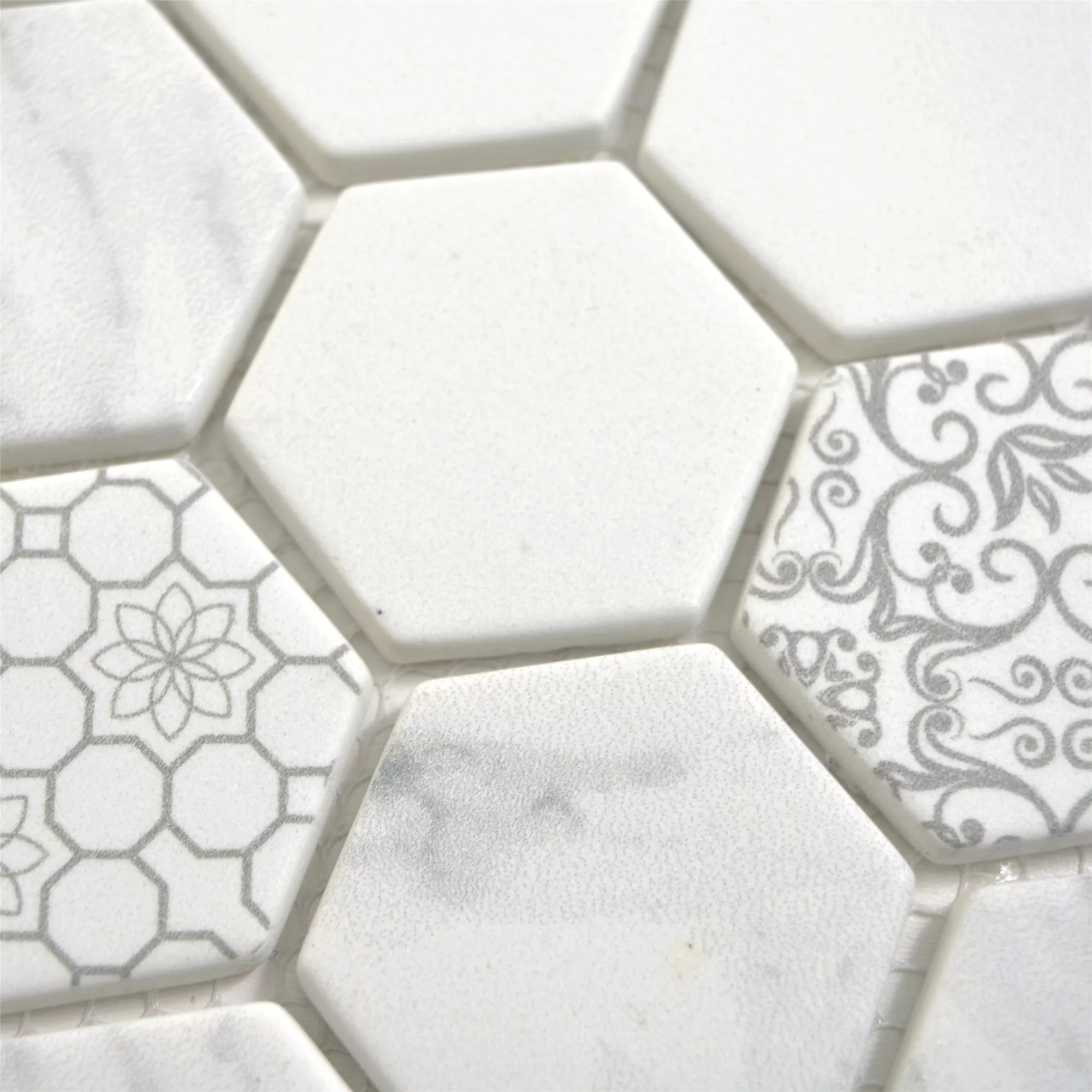 Sample Glasmozaïek Tegels Acapella Carrara Hexagon