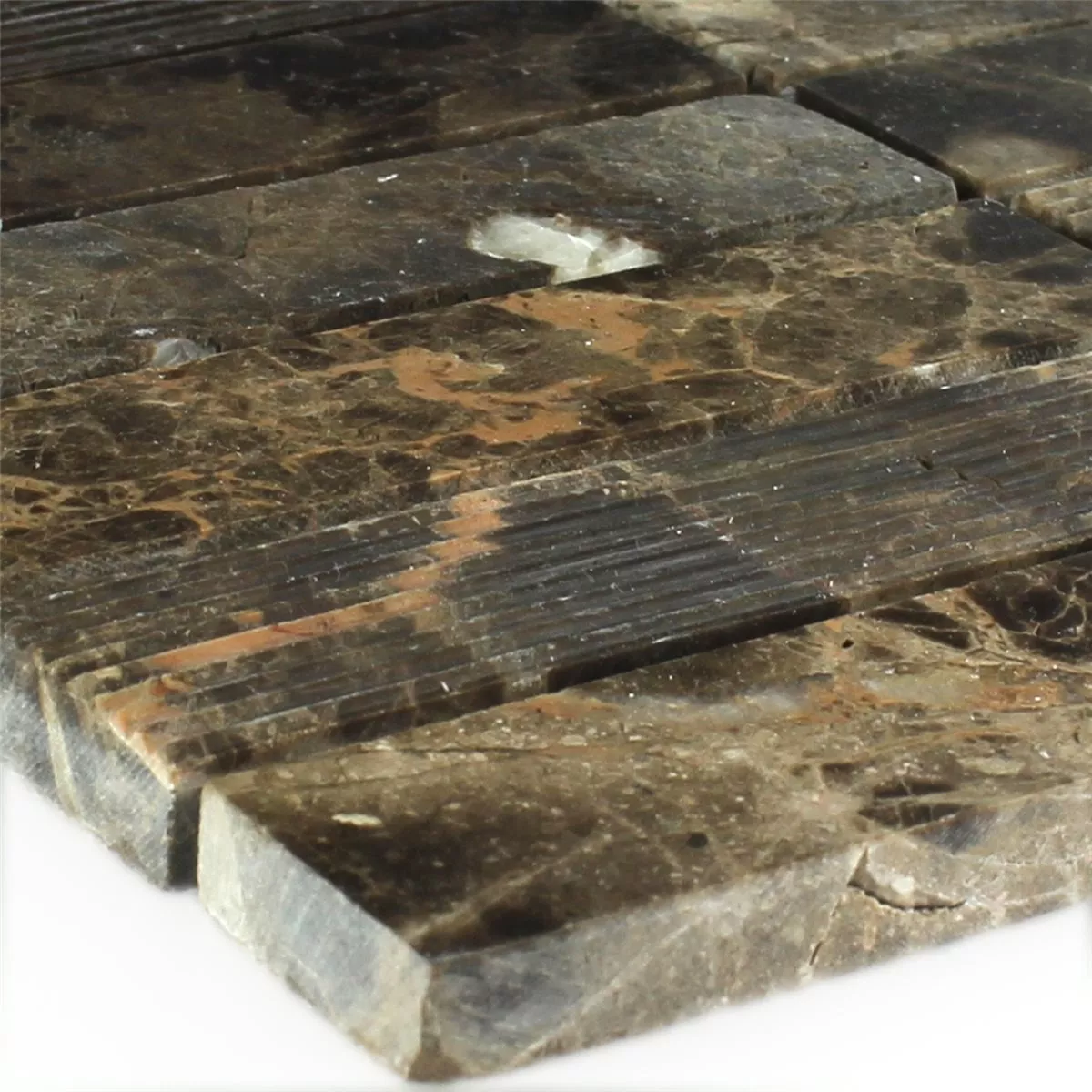 Sample Mozaïektegel Marmer Brick Gefreesd Glanzend Bruin