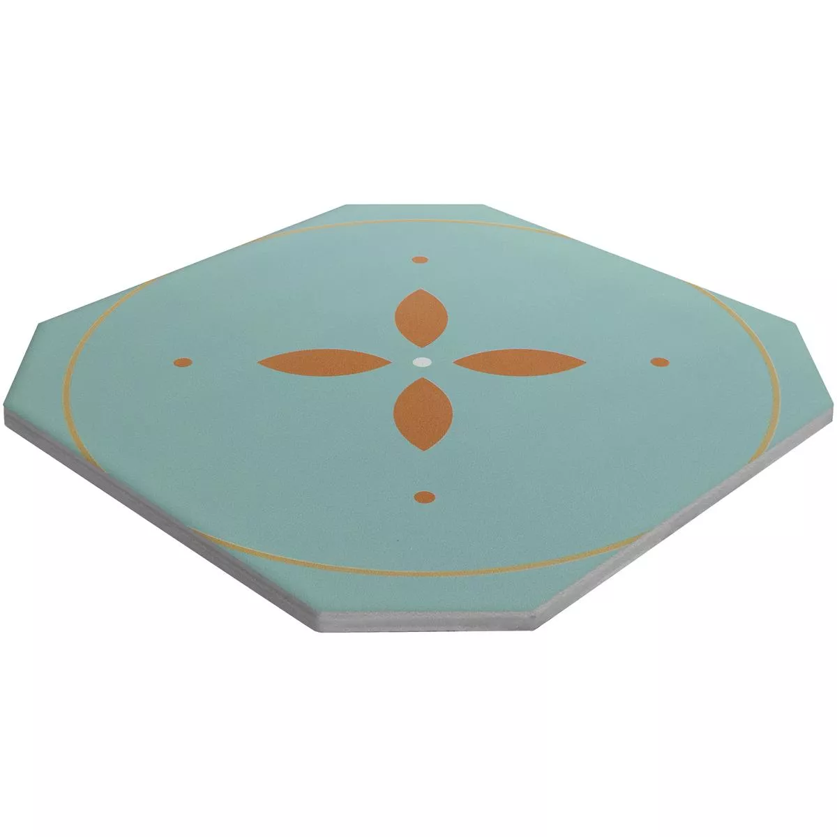 Porselein steengoed Tegels Genexia Decor Turquoise Octagon 20x20cm
