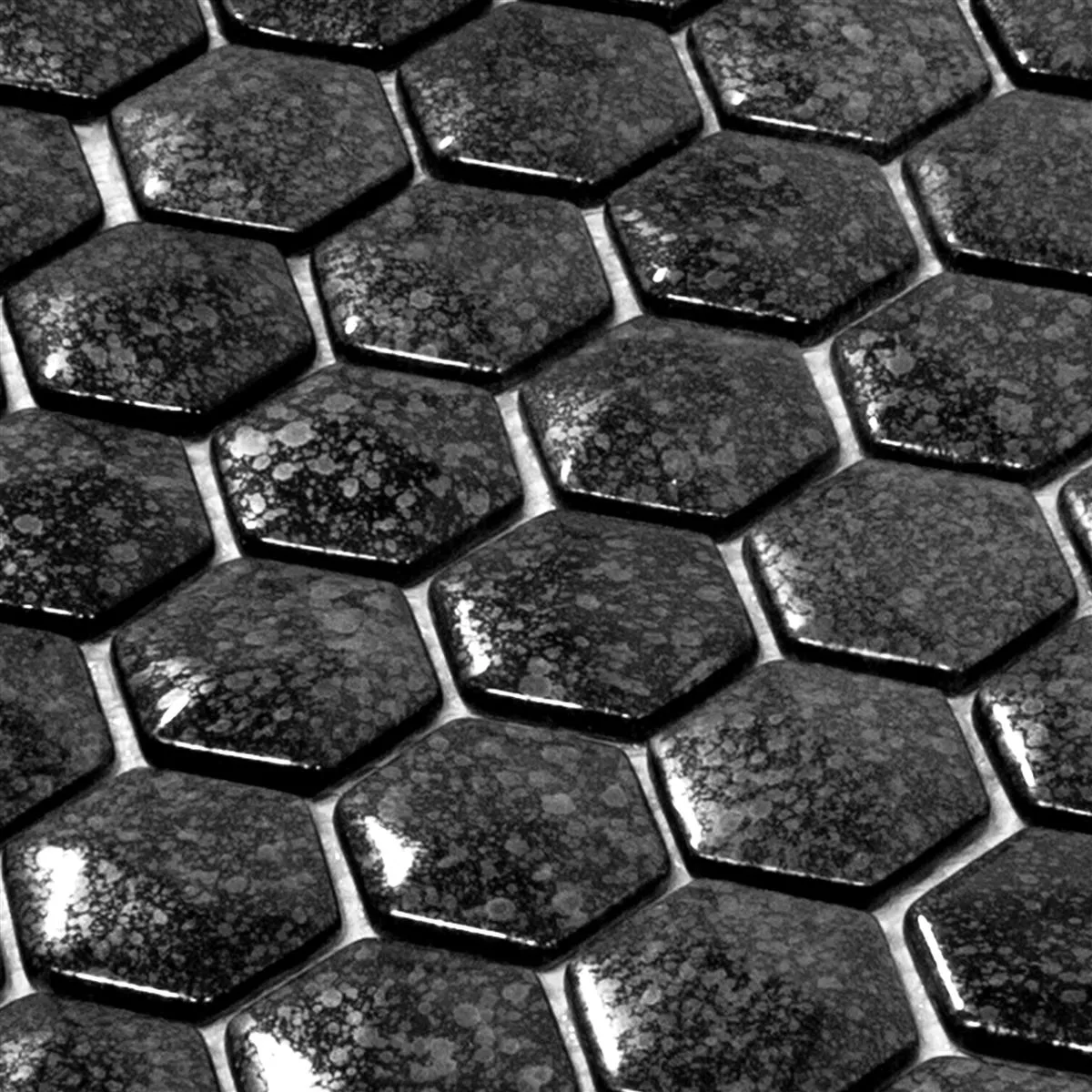 Sample Glasmozaïek Tegels Leopard Hexagon 3D Grijs