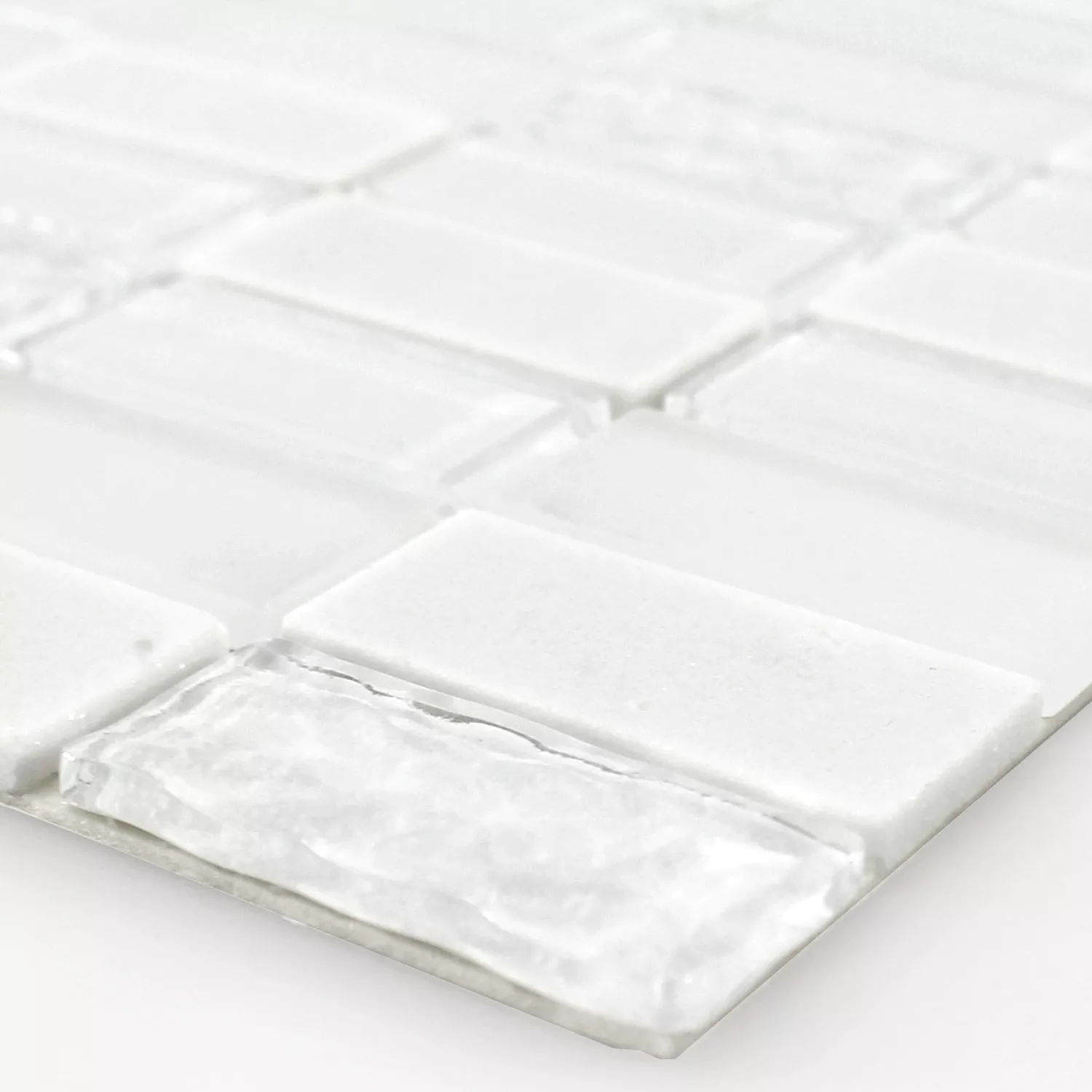Sample Zelfklevende Mozaïek Natuursteen Glas Mix Wit Glanzend