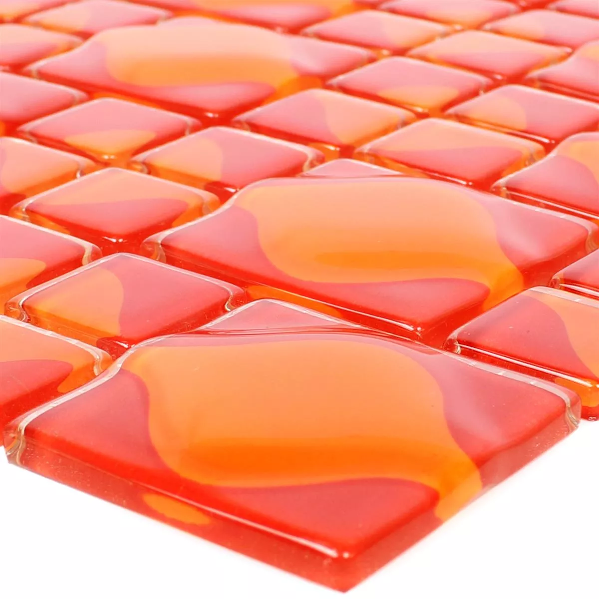 Glasmozaïek Tegels Nokta Rood Oranje 3D