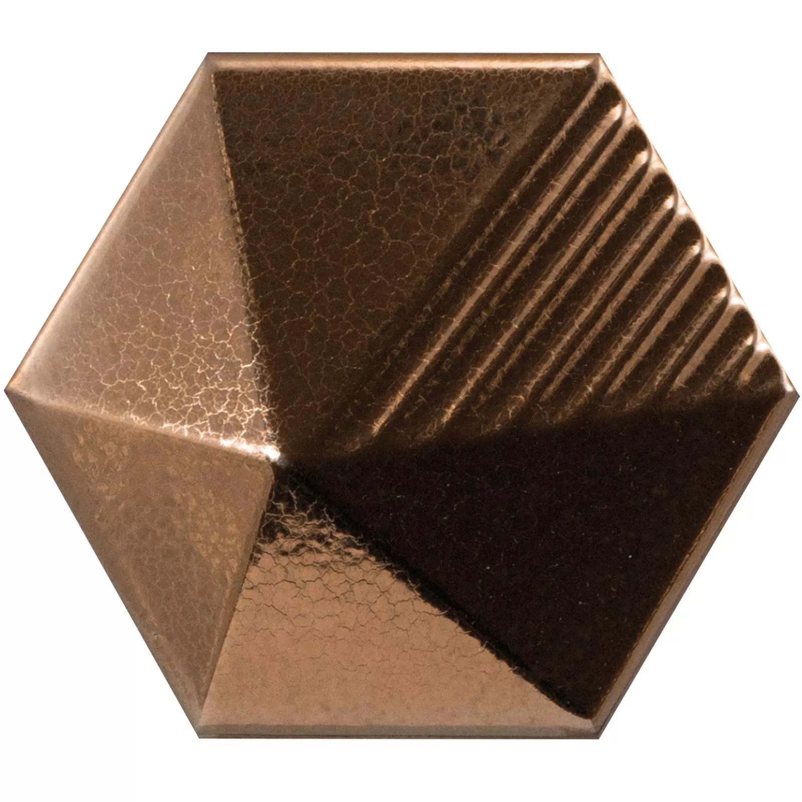 Wandtegels Rockford 3D Hexagon 12,4x10,7cm Koperen